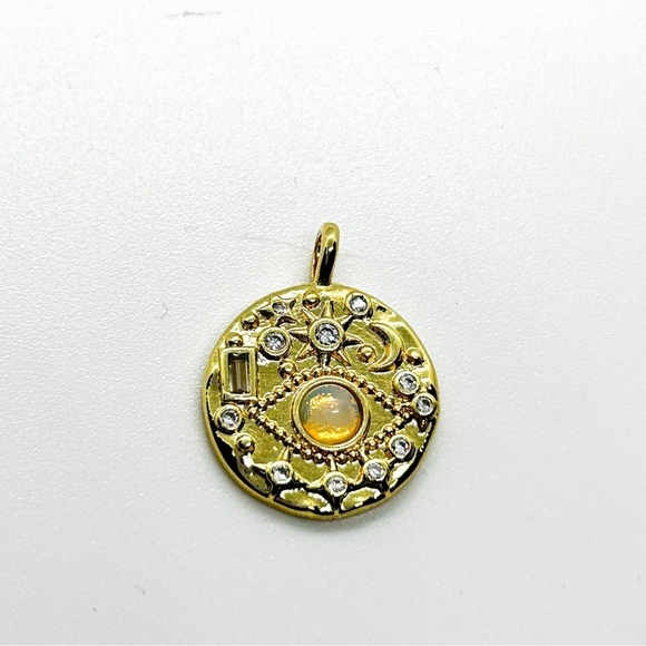 NWOT Stainless steel gold, plated, evil eye charm with Opal Eye, Dime sized - Picture 6 of 12